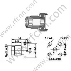 SMA Masculino 4 Folheiros Flange Mount Micro-Strip Connector RF