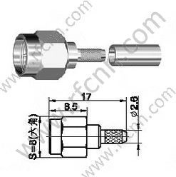 SMA Masculino Crimp para RG174 RF Connector