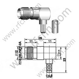 Ângulo direito feminino TNC para o conector RG58 RF