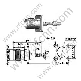 Flange fêmea TNC para o conector RG178 RF