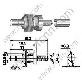 Montagem do antehead feminino SSMB para o conector RG174 RF