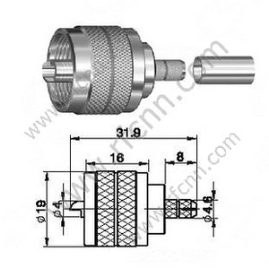 UHF masculino crimp para conector RG58 RF