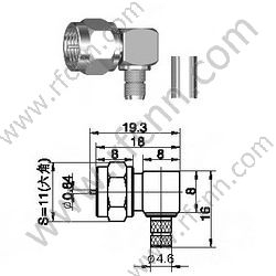 F Conector RF Right RF para 3C-2V