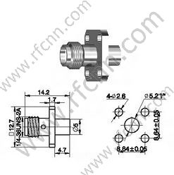 SMA Feminino Crimp 4 Boles Flange para RG405 RF Conector