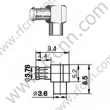 Ângulo direito masculino MCX para o conector RG405 RF