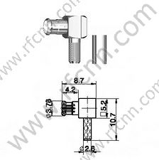MCX masculino crimp ângulo direito para o conector RG174 RF