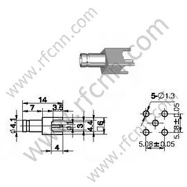 1.0 / 2.3 feminino direto para conector RF PCB