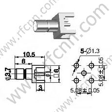 Fêmea SMB para conector RF PCB
