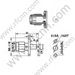 SMA Masculino 2 furos flange Mount Micro-Strip Connector RF