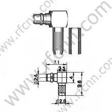 MMCX masculino crimp ângulo direito para o conector RG174 RF
