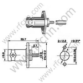 Montagem do flange fêmea do crimp do BNC para o conector RG174 RF