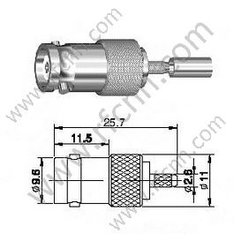 Fêmea do crimp do BNC para o conector RG174 RF