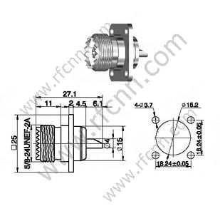 Conector de montagem de flange feminino uhf