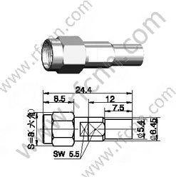 Sma masculino crimp para conector semi-rígido RG402 RF