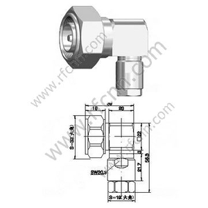 DIN 7/16 Ângulo direito masculino para 1/2 "conector de RF de cabo flexível super