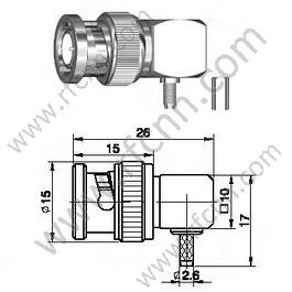 Ângulo direito masculino de BNC Crimp para o conector RG174 RF
