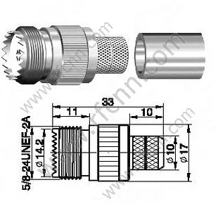 Crimp do feminino UHF para o conector RG213 RF
