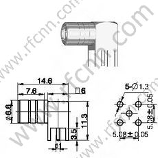 Ângulo direito do direito do SMB para o conector RF do PWB
