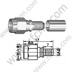 SMA Masculino Crimp para RG58 RF Connector