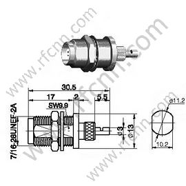 Montagem do painel do antehead fêmea do TNC para o conector RG196 RF