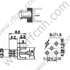 MCX masculino para conector RF PCB