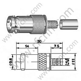 Fêmea do crimp do BNC para o conector RG58 RF