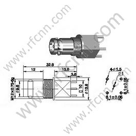 Fêmea BNC para conector RF PCB