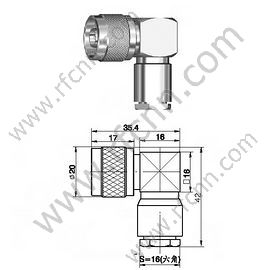 N Ângulo direito do direito da braçadeira para o conector RG213 RF