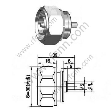 DIN 7/16 macho para conector RF de cabo semi-rígido RG402