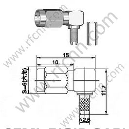 Ângulo direito do corpete masculino do ssma para o conector RG174 RF