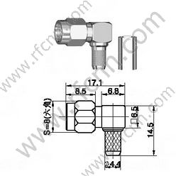 Ângulo direito do fama do macho de SMA para o conector RG223 RF