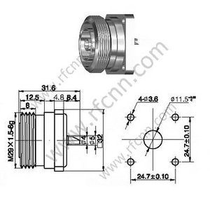 DIN 7/16 Feminino Flange Mount RF Conector