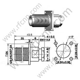 N Feminino Bulkhead Flange para RG142,58 RF Conector