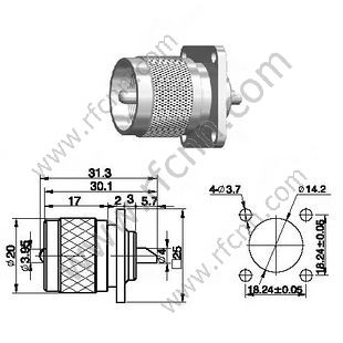 Conector de montagem do flange masculino UHF