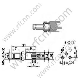 1.0 / 2.3 feminino direto para conector RF PCB