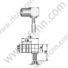 SMB masculino crimp ângulo direito para o conector RG174 RF