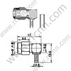 Ângulo direito do direito do crimp do macho SMA para o conector RG174, RG316 RF