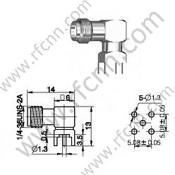 Ângulo direito feminino de SMA para conector de RF PCB