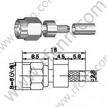 Smc feminino para conector RG174 RF