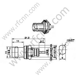Montagem do painel fêmea do crimp do BNC para o conector RG178 RF
