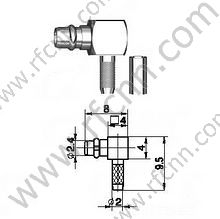Ângulo direito do mmcx masculino do homem para o conector RG178 RF