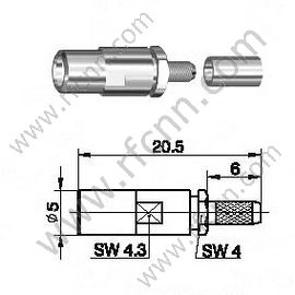 SSMB macho para conector RG174 RF