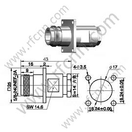 N flange de braçadeira feminina para conector RG142,58 RF