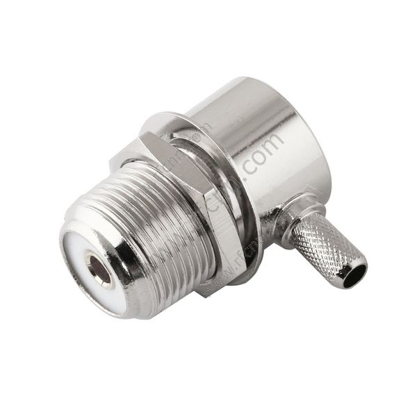 Uhf feminino crimp ângulo direito para conector rg58 -rf