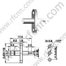 Conector de RF de micro-tira de flange feminino SMB