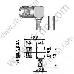 Ângulo direito do direito do crimp do fêmea de SMA para o conector RG58 RF