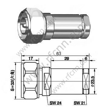 DIN macho 7/16 para 1/2 "conector de RF de cabo flexível super