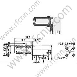 Ic ângulo direito feminino para conector RF PCB