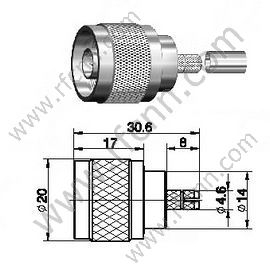 N Masculino para conector RF LMR200