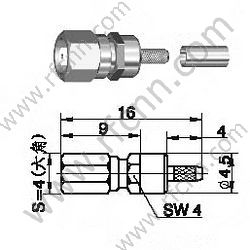 SSMC masculino crimp para conector RG178 RF